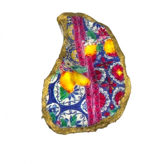 NATURAL OYSTER DECOUPAGE " COLOURFUL FLOWERS'' OYSTERS