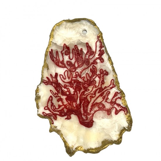 NATURAL  OYSTER   DECOUPAGE "CORAL'' OYSTERS