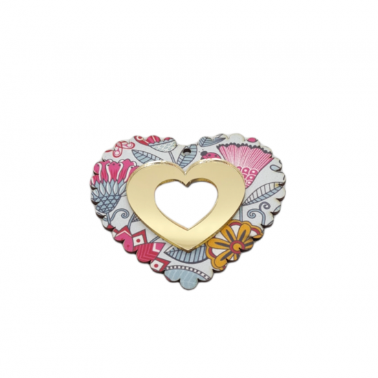baptism - wedding - Heart wooden with  printing  and plexiglas IDEAS FOR EASTER