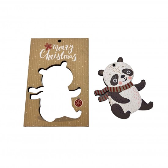CARD ''PANDA'' WOODEN WITH PRINTING 2 IN 1 WOODEN ITEMS