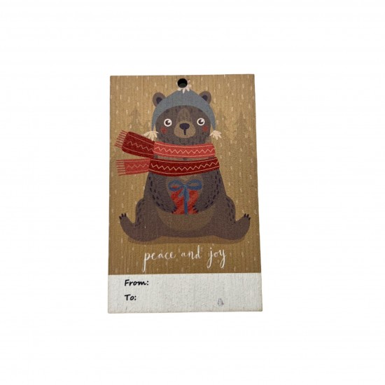 CARD   WOODEN WITH PRINTING  BEAR WOODEN ITEMS