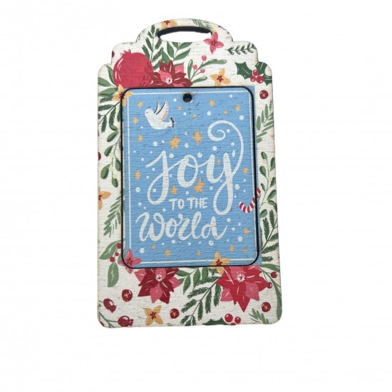 CARD ''JOY'' WOODEN WITH PRINTING 2 IN 1 WOODEN ITEMS